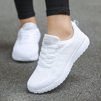 Emma | Damen Walking Sneaker Schnürung Casual Komfort Aktiv Modern – Weiß