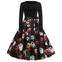 Gothic Karikatur Druck Halloween Kostum | Midi – Schwarz 7