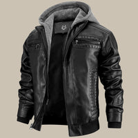 Peter | Herren Komfort Kapuze Lederjacke – Schwarz