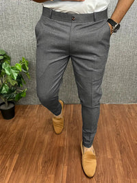 Herren Business Casual Slim-Fit Anzughose – Dunkelgrau