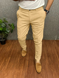 Herren Business Casual Slim-Fit Anzughose – Beige
