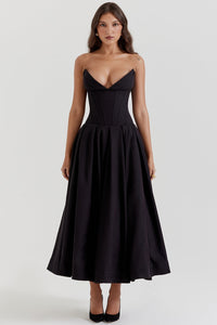 Hanne | Elegantes Midi-Kleid – Schwarz