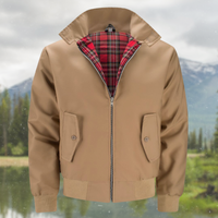 Herren Harrington Jacke mit Schulternähten – Stylische Jacke mit Umschlagkragen und praktischen Fronttaschen – Braun