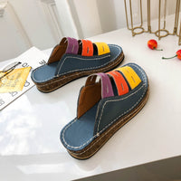 Krystal | Bequeme, stützende dreifarbige Sandalen für Frauen – Blau