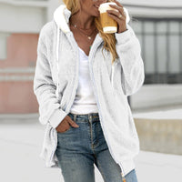 Korvyn | Fleece-Cardigan | Kuschelige Kapuzenjacke für Frauen – Weiß