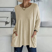 Katrin | Tunika mit Vordertaschen Bluse – Khakifarben