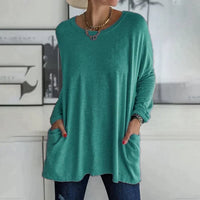 Katrin | Tunika mit Vordertaschen Bluse – Cyanblau