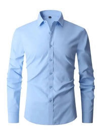 Herren Sommer Slim Fit Knopfleiste Hemd – Hellblau