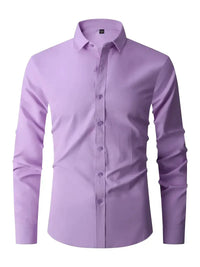 Herren Sommer Slim Fit Knopfleiste Hemd – Lila