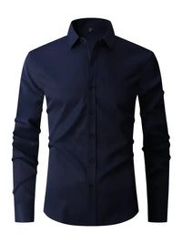 Herren Sommer Slim Fit Knopfleiste Hemd – Dunkelblau