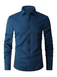 Herren Sommer Slim Fit Knopfleiste Hemd – Blau