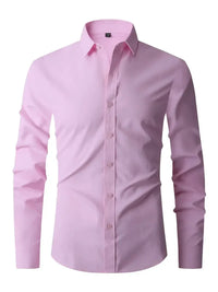 Herren Sommer Slim Fit Knopfleiste Hemd – Rosa