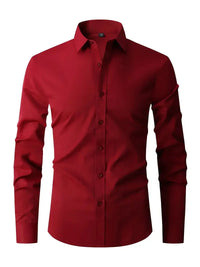 Herren Sommer Slim Fit Knopfleiste Hemd – Rot