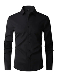 Herren Sommer Slim Fit Knopfleiste Hemd – Schwarz