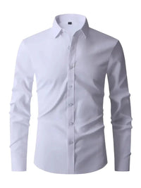 Herren Sommer Slim Fit Knopfleiste Hemd – Weiß