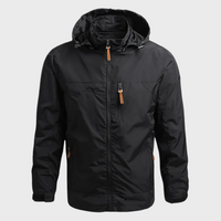 Herren Outdoor-Regenjacke mit Kapuze | Wasserabweisend – Schwarz