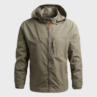 Herren Outdoor-Regenjacke mit Kapuze | Wasserabweisend – Khaki