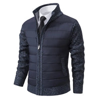 Herren-Steppjacke mit gerippten Ärmeln – Marine