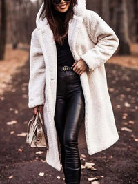 Jorina - Warmer Kuscheliger Wollmantel – Weiß