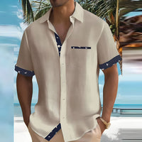 Bastian | Herren Kurzarm Hemd mit Kontrastdetails – Khaki