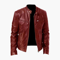 Herren Jacke mit Reißverschluss und Stehkragen – Weinrot
