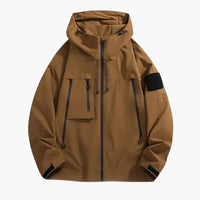 Herren Softshelljacke mit Kapuze und Reißverschlusstaschen – Braun