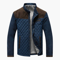 Herren Steppjacke mit Kontrast Einsätzen – Braunblau