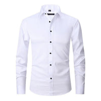 Herren Langarm Button Down Business Hemd mit Knopfverschluss – Weiß
