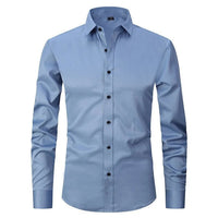 Herren Langarm Button Down Business Hemd mit Knopfverschluss – Hellblau