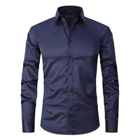 Herren Langarm Button Down Business Hemd mit Knopfverschluss – Marine