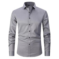 Herren Langarm Button Down Business Hemd mit Knopfverschluss – Grau