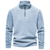 Herren Klassisches Sweatshirt mit Viertelreißverschluss Komfortabler Freizeitpullover – Blau