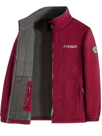 Herren Outdoor Jacke mit Reißverschluss Warme Funktionsjacke für kalte Tage – Rot