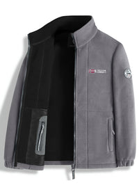 Herren Outdoor Jacke mit Reißverschluss Warme Funktionsjacke für kalte Tage – Grau