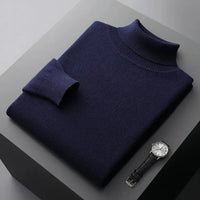 Herren-Rollkragenpullover – Elegantes Design, normale Passform, lange Ärmel – Dunkelblau