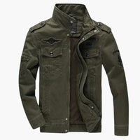 Herrenjacke im Military Style mit Stehkragen und Klappentaschen – Grün