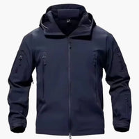 Herrenjacke mit Reißverschlusstaschen und Kapuze – Marine