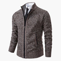 Herrenjacke mit Stehkragen und Frontreißverschluss – Kaffee