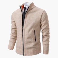 Herrenjacke mit Stehkragen und Frontreißverschluss – Beige