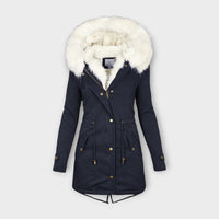 Ivanelle – Winterjacke mit Fellkapuze – Blau