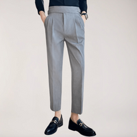 Theodore | Hochbund Doppelte Bundfalten Hose – Grau