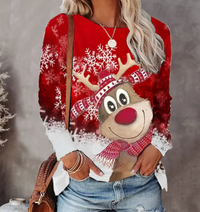 Gemütlicher Weihnachtspullover für Damen - Weich, Warm und Festlich – Rot