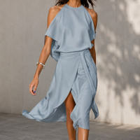 Celestine - Midikleid mit ungleichmäßigem Saum – Grau
