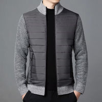 Herren-Steppstrickjacke mit strukturierten Ärmeln – Grau