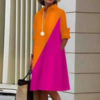 Alissa - Bequemes und lockeres Midikleid für Damen – Orange/Rosa