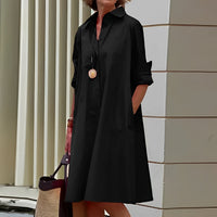 Alissa - Bequemes und lockeres Midikleid für Damen – Schwarz