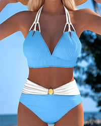 Camille - Schicker Bikini mit hoher Taille – Blau