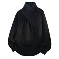 Clara | Schalkragen Strick Pullover – Schwarz