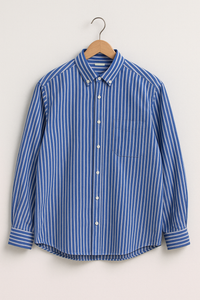 Isaac Hemd mit Streifenmuster Langarm – Blau