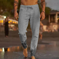 Livia | Stilvolle Herren Leinen-Strandhose – Grau